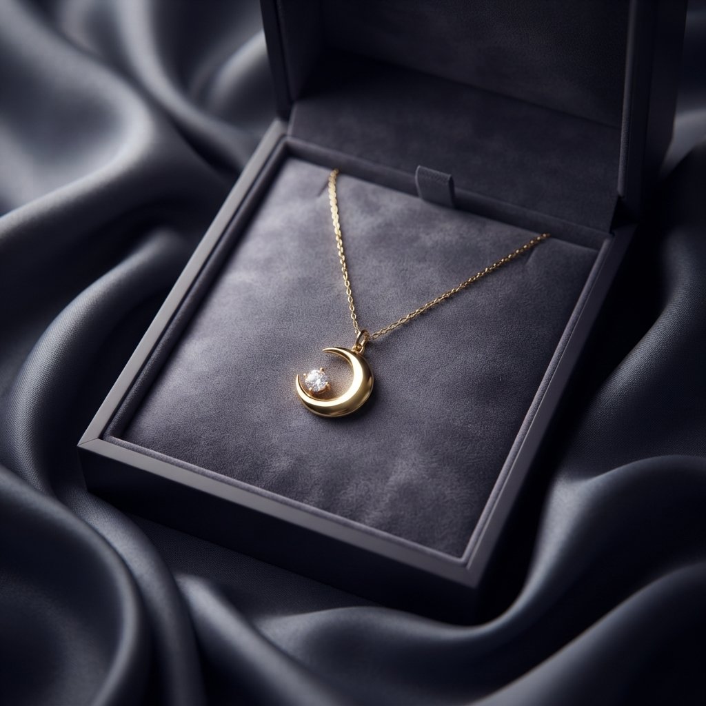 Crescent Moon Gold Necklace