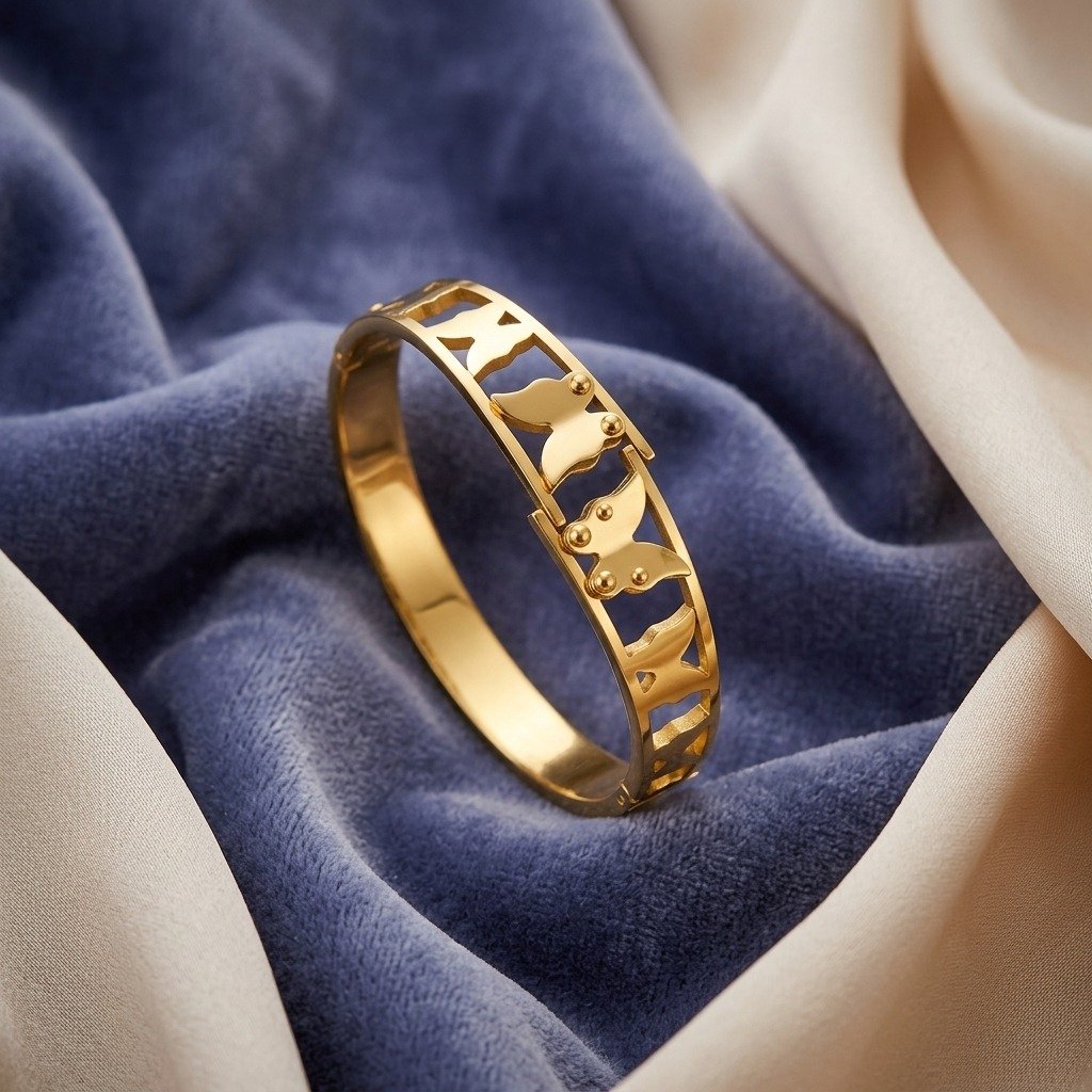 Gold Butterfly Cutout Hinge Bangle