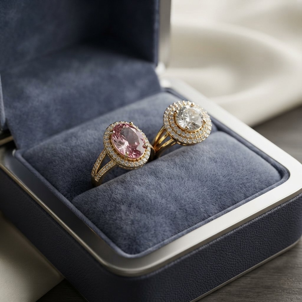 Pink & Clear Halo Gemstone Ring Duo