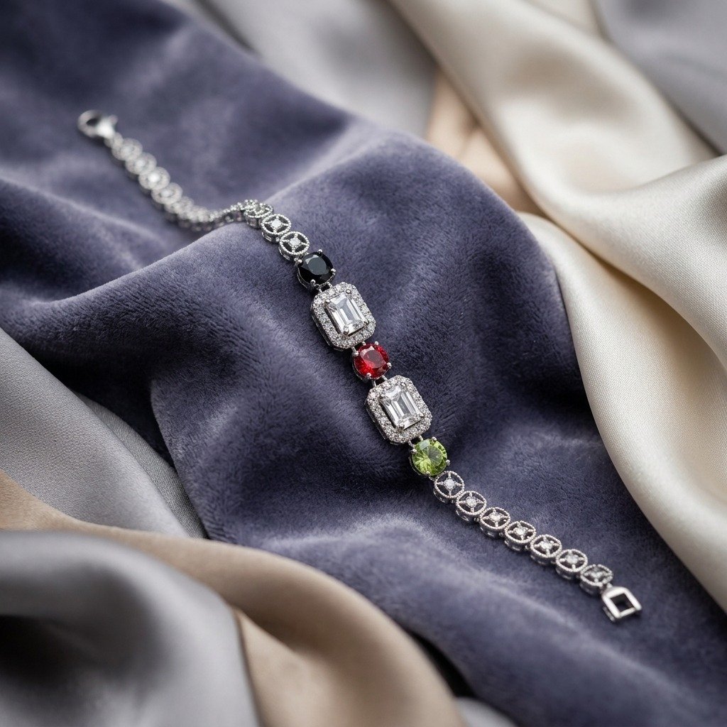 Multicolour Black Red Green Filigree Bracelet