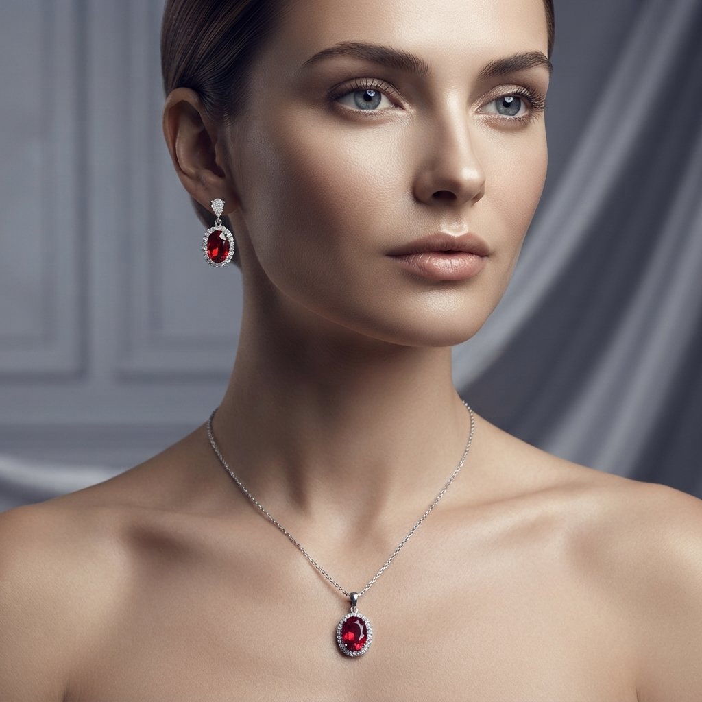 Red Gemstone Jewellery Set