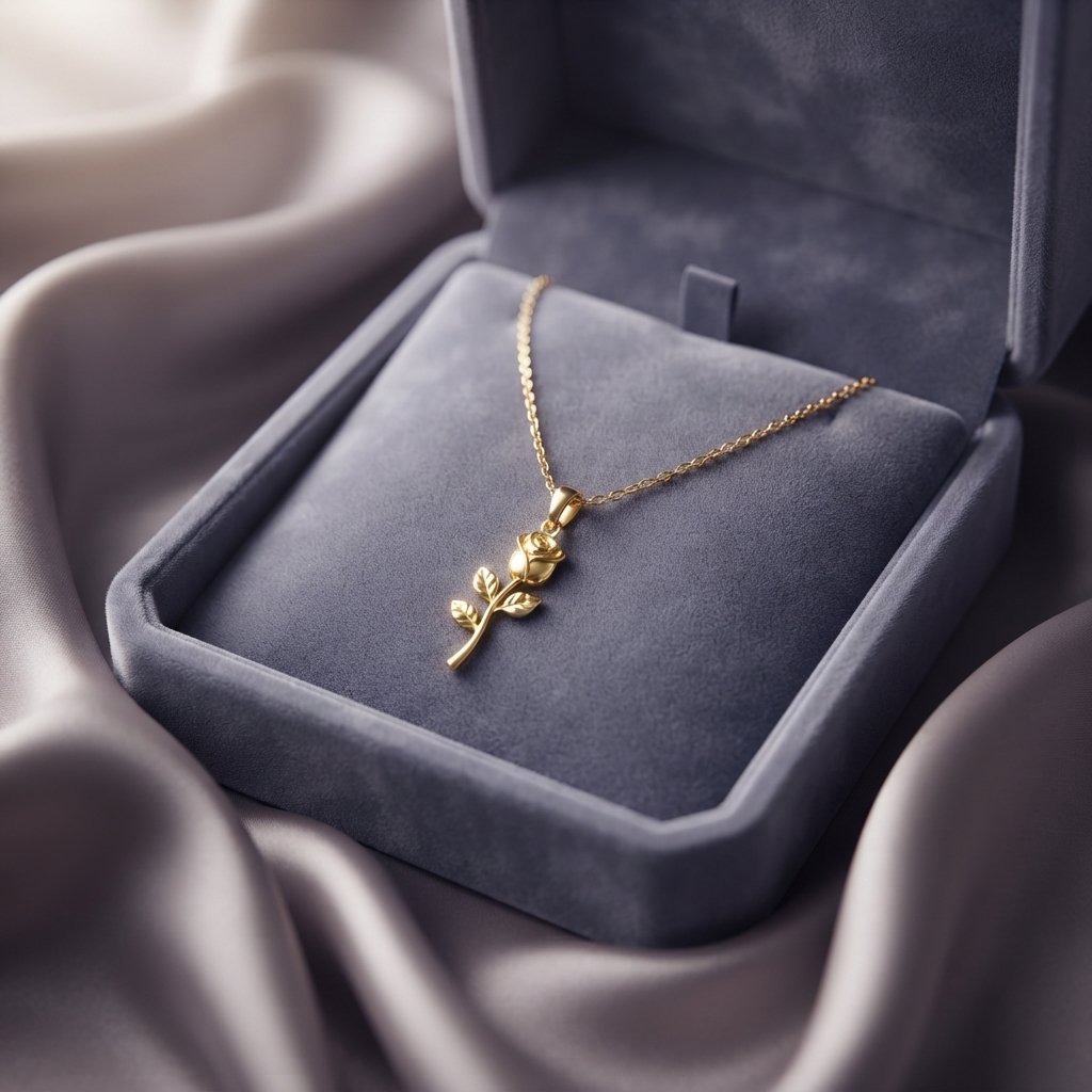 Rose Pendant Gold Necklace