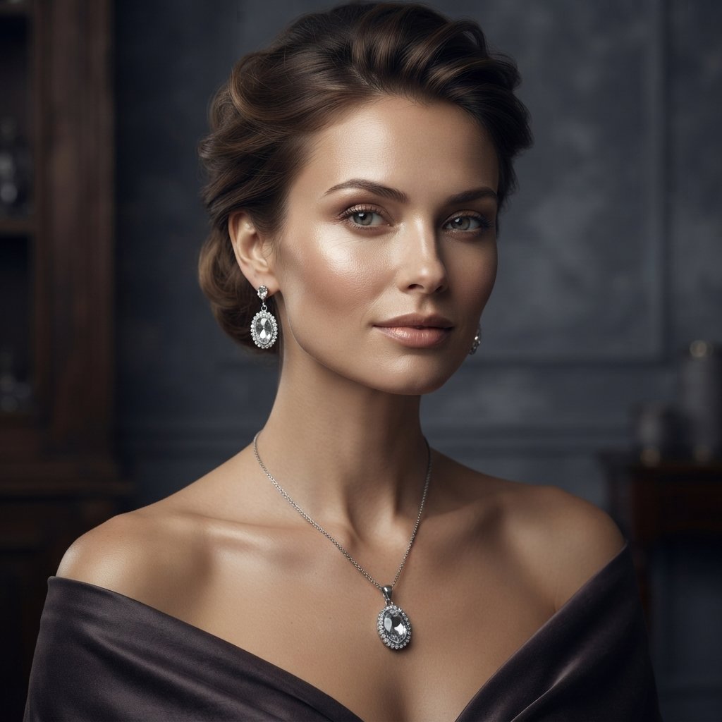 Silver Crystal Jewellery Set