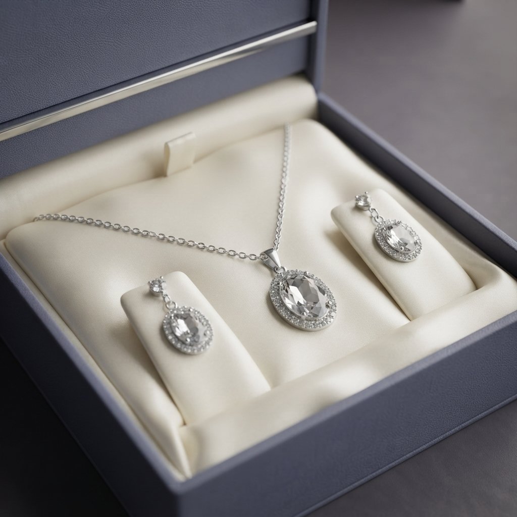 Silver Crystal Jewellery Set